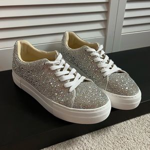 Betsey Johnson Silver Glitter Sneakers